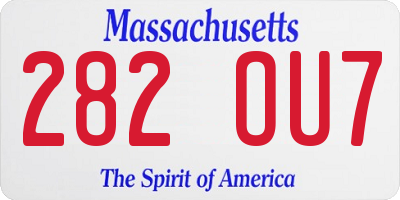 MA license plate 282OU7