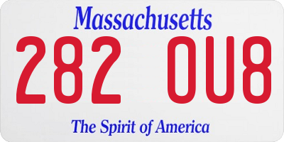 MA license plate 282OU8