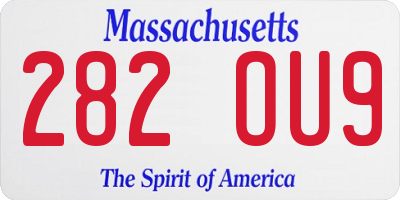 MA license plate 282OU9