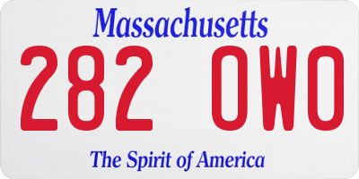 MA license plate 282OW0