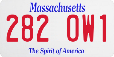 MA license plate 282OW1