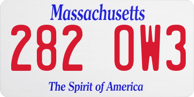 MA license plate 282OW3