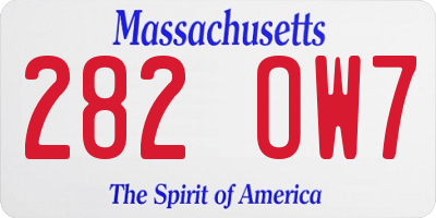 MA license plate 282OW7