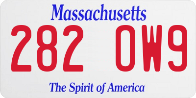 MA license plate 282OW9