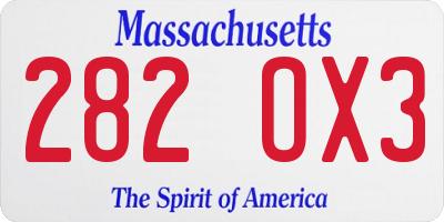 MA license plate 282OX3