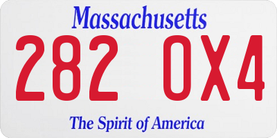 MA license plate 282OX4