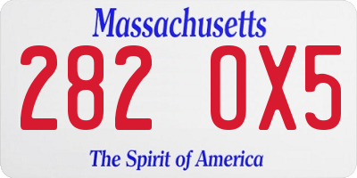 MA license plate 282OX5
