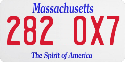 MA license plate 282OX7
