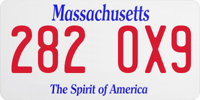 MA license plate 282OX9