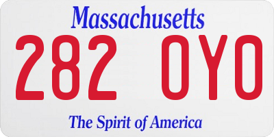 MA license plate 282OY0
