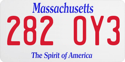 MA license plate 282OY3
