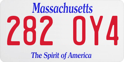 MA license plate 282OY4