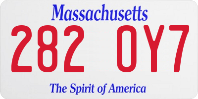 MA license plate 282OY7