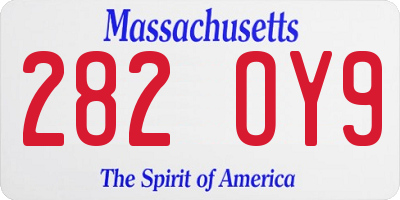 MA license plate 282OY9