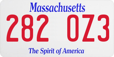 MA license plate 282OZ3