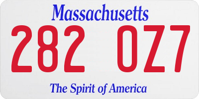 MA license plate 282OZ7