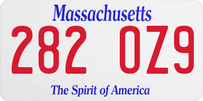 MA license plate 282OZ9