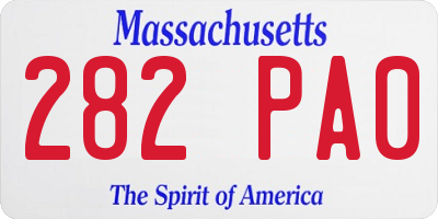 MA license plate 282PA0