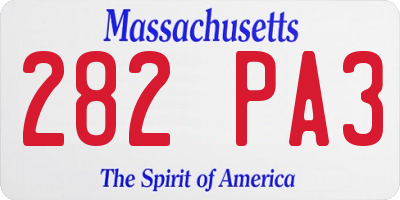 MA license plate 282PA3