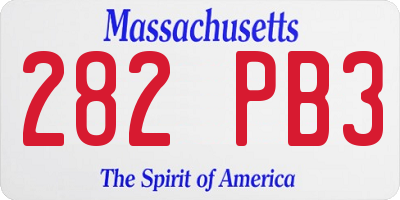 MA license plate 282PB3