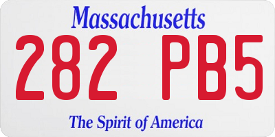 MA license plate 282PB5