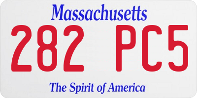 MA license plate 282PC5