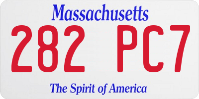 MA license plate 282PC7