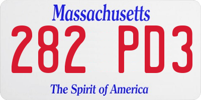 MA license plate 282PD3