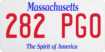 MA license plate 282PG0