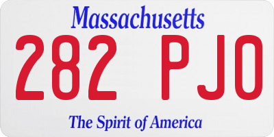MA license plate 282PJ0