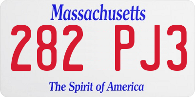 MA license plate 282PJ3