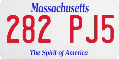 MA license plate 282PJ5