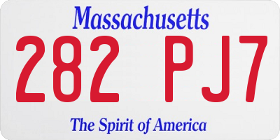 MA license plate 282PJ7