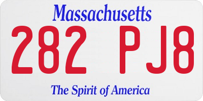 MA license plate 282PJ8