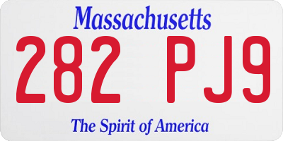 MA license plate 282PJ9