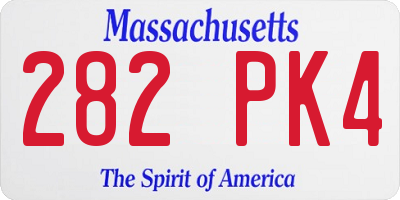 MA license plate 282PK4