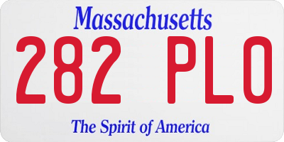 MA license plate 282PL0