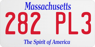 MA license plate 282PL3
