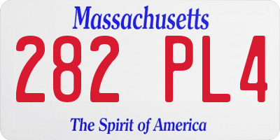 MA license plate 282PL4