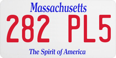 MA license plate 282PL5