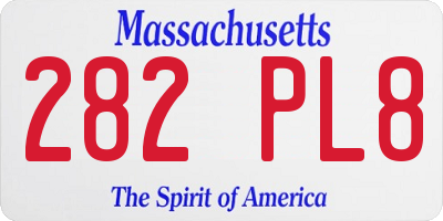 MA license plate 282PL8