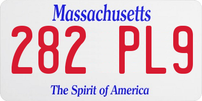 MA license plate 282PL9