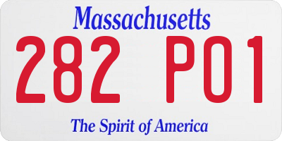 MA license plate 282PO1
