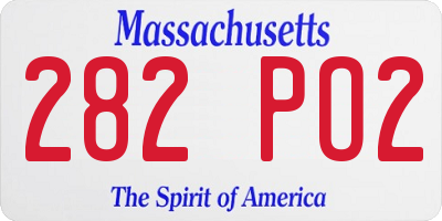 MA license plate 282PO2