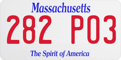 MA license plate 282PO3