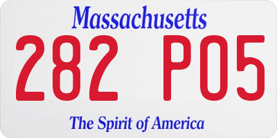 MA license plate 282PO5