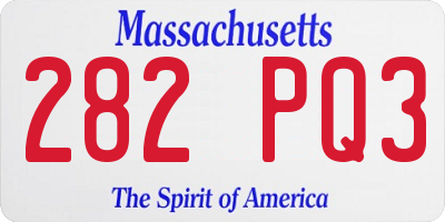 MA license plate 282PQ3