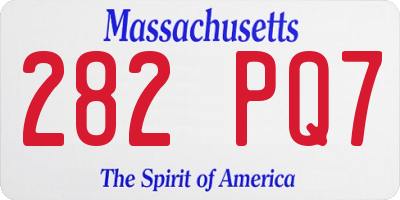 MA license plate 282PQ7