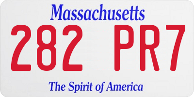MA license plate 282PR7
