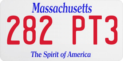 MA license plate 282PT3